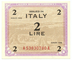 2 LIRE OCCUPAZIONE AMERICANA IN ITALIA MONOLINGUA FLC 1943 QFDS - 2. WK - Alliierte Besatzung