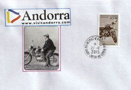 ANDORRE.Moto Ancienne De La Police Andorrane, Sur Lettre , Village De Sant Julia 2015 - Brieven En Documenten