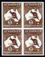 Australia 1913 Roo 2s Imperf Block Of 4 Being A 'Hialeah' Reproduction On Gummed Paper (as SG 12) - Mint Stamps