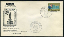 Turkey 1967 Congress Of The Federation Of Turkey Philatelist Clubs | Clock Tower | Special Cover, Izmir, Sept.11 - Lettres & Documents