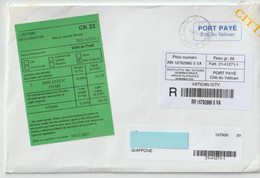 Vatican City - Registered Letter - Port Payé - Barcode - Customs Declaration - Circulated - Lettres & Documents