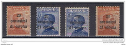 TRENTO  &  TRIESTE:  1919  SOPRASTAMPATI  -  2  VAL. L. -  RIPETUTI  2  VOLTE  -  SASS. 5 + 6 - Trento & Trieste