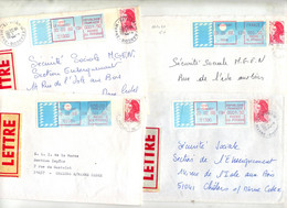 4 Lettre Cachet Vitry Bazancourt Reims  Sur Vignette Bureau Gandon - 1985 « Carrier » Paper