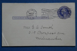 AN14 ETATS UNIS   BELLE  CARTE DOUBLE    1911   MILWAUKEE +AFFRANCH. PLAISANT - Covers & Documents