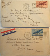 États-Unis - Boston - York Harbor - LOT 2 LETTRES - POSTE AÉRIENNE - Pour La France - 1946 & 1947 - 2a. 1941-1960 Gebraucht