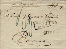 1825- Letter From Christiana ( Oslo) "via Helsingborg" + T.TR.4 Black+ SUEDE + Entrance Through Givet- - Marques D'entrées