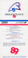 "PHILEXFRANCE 89" Calendrier Prévisionnel Des Prestations - Other & Unclassified