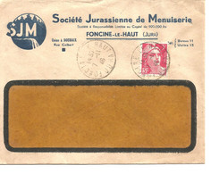 France Enveloppe Publicitaire Société Jurassienne Menuiserie (Foncine Le Haut Jura) - Autres & Non Classés