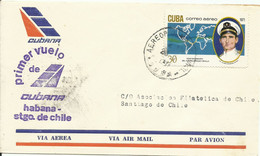 CUBA, CARTA CIRCULADA  PRIMER VUELO DE LA HABANA  A CHILE EL 26/6/1971 - Lettres & Documents