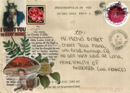 Letter From INDIANAPOLIS, With Sticker COVID-19 (UNCLE SAM) "I WANT YOU TO STAY HOME",sent To Andorra (Principality) - Lettres & Documents