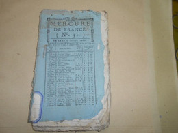 Mercure De France  N° 31   Samedi  5 Aout   1786  Journal De La Librairie - Kranten Voor 1800