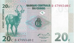 CONGO - 20 Cts 1997 UNC - Democratische Republiek Congo & Zaire
