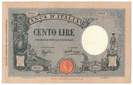 100 LIRE BARBETTI GRANDE B AZZURRO TESTINA FASCIO 16/05/1932 BB+ - Sonstige