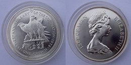 ISLE OF MAN 1 C 1978 ARGENTO SILVER MALE AND FEMALE OF PEREGRINE FALCON MILLENNIUM OF CORONATION PESO 28,28g TITOLO 0,92 - Isle Of Man