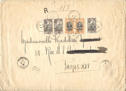 1924- Grande Enveloppe ( 29,5 X 21,5 Cm ) Affr. Paire N°33  + 1 Ex.  Et Paire N° 46 Oblit.PAPEETE /TAHITI  Pour Paris - Storia Postale