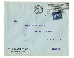 CUBA - LSC - N. GELATS Y Cia à Habana Pour Paris En 1926 - Lettres & Documents