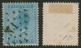 émission 1865 - N°18 Obl Ambulant Pt N.1 (Bruxelles - Anvers) - 1865-1866 Perfil Izquierdo