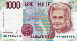 ITALIA  1000 LIRE - 1994 -MONTESSORI -  P-114c.4  Circ.  Firme: Antonio Fazio = Angelo Amici - 1000 Lire