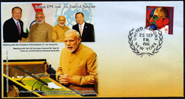 USA 2015 Prime Minister Narendra Modi (India) Visit To United Nations UN Special Cover  (**) - Covers & Documents
