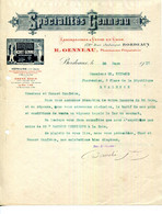 FACTURE.33.BORDEAUX.LABORATOIRES.SPECIALITES GENNEAU.R.GENNEAU PHARMACIEN-PREPARATEUR 173 RUE JUDAÏQUE. - Drogisterij & Parfum