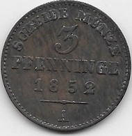 Allemagne - Prusse - 3 Pfenning 1852A - Other & Unclassified