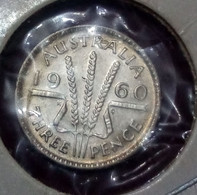 Australia , 3 Pence , 1960 , Queen Elizabeth , Silver , Agouz - Threepence