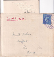 1946 - GB - LETTRE De HUDDERSFIELD Avec CACHET RARE De FORTUNE De LEEDS ! => TREFFORT (FRANCE) - Covers & Documents