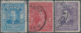 CUBA,REPUBLIC OF CUBA 1911 Telegraph - Telegrafos 1c Blue - 2c Red & 3c Deep Reddish Violet,Obliterated - Télégraphes