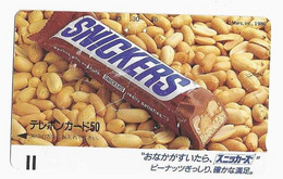 TELECARTE ANCIENNE JAPON CHOCOLAT SNICKERS CACAHUETE - Alimentation