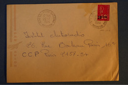 G4 LA REUNION BELLE LETTRE 1974 POSTE AERIENNE ST DENIS POUR PARIS FRANCE +SURCHARGE NOIRE + AFFRANCHISSEMENT PLAISANT - Briefe U. Dokumente