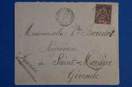 Q8 REUNION BELLE LETTRE RARE 1895 PETIT BUREAU POINTE DES GALETS POUR ST MACAIRE FRANCE + AFFRANCHISSEMENT INTERESSANT - Storia Postale