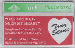 UNITED KINGDOM BT 1992 TONY STONE HAS ANYBODY SEEN MY HEART MINT - BT Private