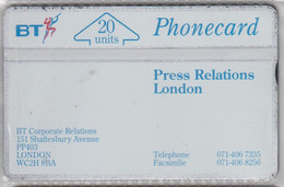 UNITED KINGDOM BT 1991 PRESS RELATIONS LONDON MINT - BT Emissions Internes