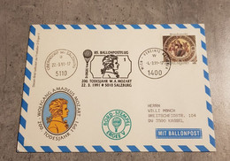 UNITED NATIONS SPECIAL COVER CIRCULED ANNIVERSARY W.A.MOZART WITH SPECIAL CANCELED BALLONPOST YEAR 1991 - Brieven En Documenten