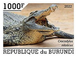 Burundi 2022, Animals, Crocodile, 1val IMPERFORATED - Neufs