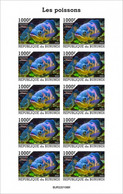 Burundi 2022, Animals, Fishes, Sheetlet IMPERFORATED - Neufs