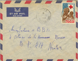 1959 TOGO , SOBRE CIRCULADO , LOME - NANTES , CRUZ ROJA , CROIX ROUGE   , CORREO AÉREO - Briefe U. Dokumente