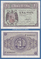 1938 SPAIN  1 PESETA  COAT-OF-ARMS  BURGOS  PICK 123a  VERY FINE CONDITION  SOME VERY SLIGHT CREASES - 1-2 Peseten