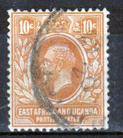 East Africa And Uganda 1912 King George V 10c Stamp In Fine Used Condition. - Protectorats D'Afrique Orientale Et D'Ouganda