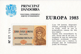 ANDORRE Vigueria Episcopal - Bloc Feuillet EUROPA 1983 - NEUF** TB - - Viguerie Episcopale