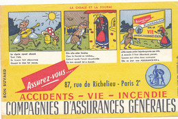 BU 2404 /   BUVARD    COMPAGNIES D'ASSURANCES GENERALES  LA CIGALE ET LA FOURMI      (20,50 Cm X 13,50 Cm) - Bank & Versicherung