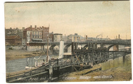 NEWPORT Bridge And Castle Railroad And River Colour Postcard Sent 1913 - Monmouthshire