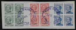 Italia Italy 1912 Colonie Egeo Lipso Ordinaria 3val Quartine Frammento Sa N.2-3,5 US - Egée (Lipso)