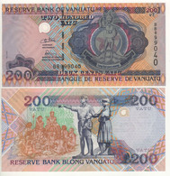 VANUATU   200 Vatu  P8b  ( De La Rue  1995  Melanesian Chief + Traditional Parliament & Statues At Back )     UNC - Vanuatu