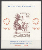 Rwanda 1967, Expo 67 In Montreal, Indigenous Dance, BF IMPERFORATED - 1967 – Montréal (Canada)