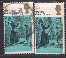 GB 1970 QE2 5d Literary Anniversaries Error Frame Shift SG 826 ( D1193 ) - Variétés, Erreurs & Curiosités