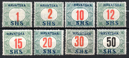 649.CROATIA-SLAVONIA.1918 POSTAGE DUE #2LJ2-2LJ9  MH SIGNED PAPE - Neufs