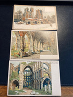 Ruines De L’abbaye De Villers 3 Cartes Dessins De Titz 1904 éditeur Hotel Des Ruines - Villers-la-Ville