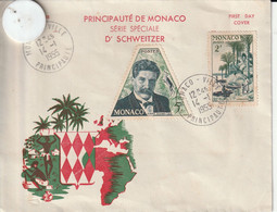 Très Beau Document  PRINCIPAUTE DE MONACO Série Spéciale Dr SCHWEITZER   1955 - Oblitérés