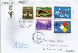 2022 Letter From Tokyo , With Japanese Covid19 Small Label On Cover, Letter Sent To Andorra (Principality) - Lettres & Documents